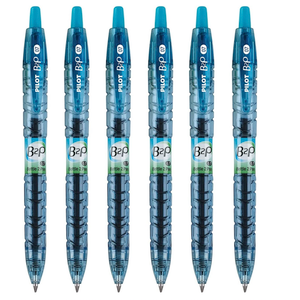 PILOT B2P - Bottle to Pen Refillable & Retractable Rolling Ball Gel Pen Made From Recycled Bottles, 0.7mm Fine Point, Turquoise Ink, 6-Pack