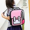 Cute Kids Cartoon Backpack for Boys and Girls, Toddler 2D Drawing Style Comic Fun weird School Pack Bag, Children Jump From Paper Anime Funny Kids Bookbag (pink), Standard