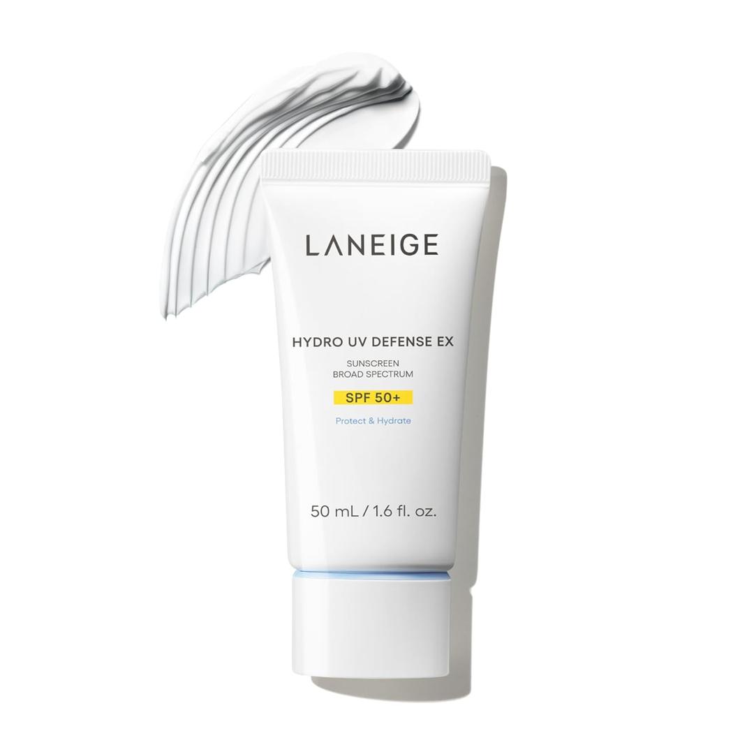 LANEIGE Hydro UV Defense Sunscreen SPF 50+ Hypoallergenic & Dermatologist-Tested Korean Broad Spectrum Sun Protection with No White Cast, 1.6 Fluid Ounces