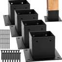 Yesland 4 Pack 4 x 4 Post Base, Inner Size 3.6 X 3.6 Inch Iron Post Bracket with Black Coating Heavy Duty Flange Anchor Base, Support Deck Base with Screws for Pavilion, Deck Railing, Fence, Mailbox
