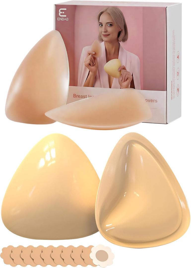 Double Sided sticky bra push up Inserts & Nipple Covers - Invisible Push Up for Swimsuit, Sports Bra & Wedding Dress (Small, Beige)