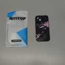 NITITOP Compatible with iPhone 15 Case Cute Aesthetic Cherry Blossom Pattern Design for Women Girls Soft TPU Shockproof Full Camera Protective Phone Cover - Black Pink