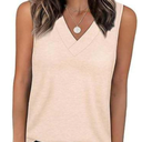 Peculiaral Tank Top, Women's Sleeveless V Neck Loose Fit Casual Tank Top T Shirt, V Neck Solid Vest Sleeveless Shirt, Size L