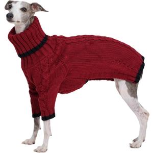 Italian Greyhound Clothes, Warm Sweater for Whippets, Dog Onesie, Two-Legged Turtleneck Warm Sweater for Small Medium Dogs (Medium, Red)