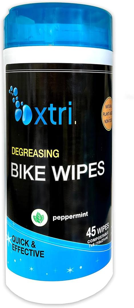 Xtri Bike Wipes - 45 Degreasing Wet Wipes Safe Natural Peppermint - by Jasmine Seven