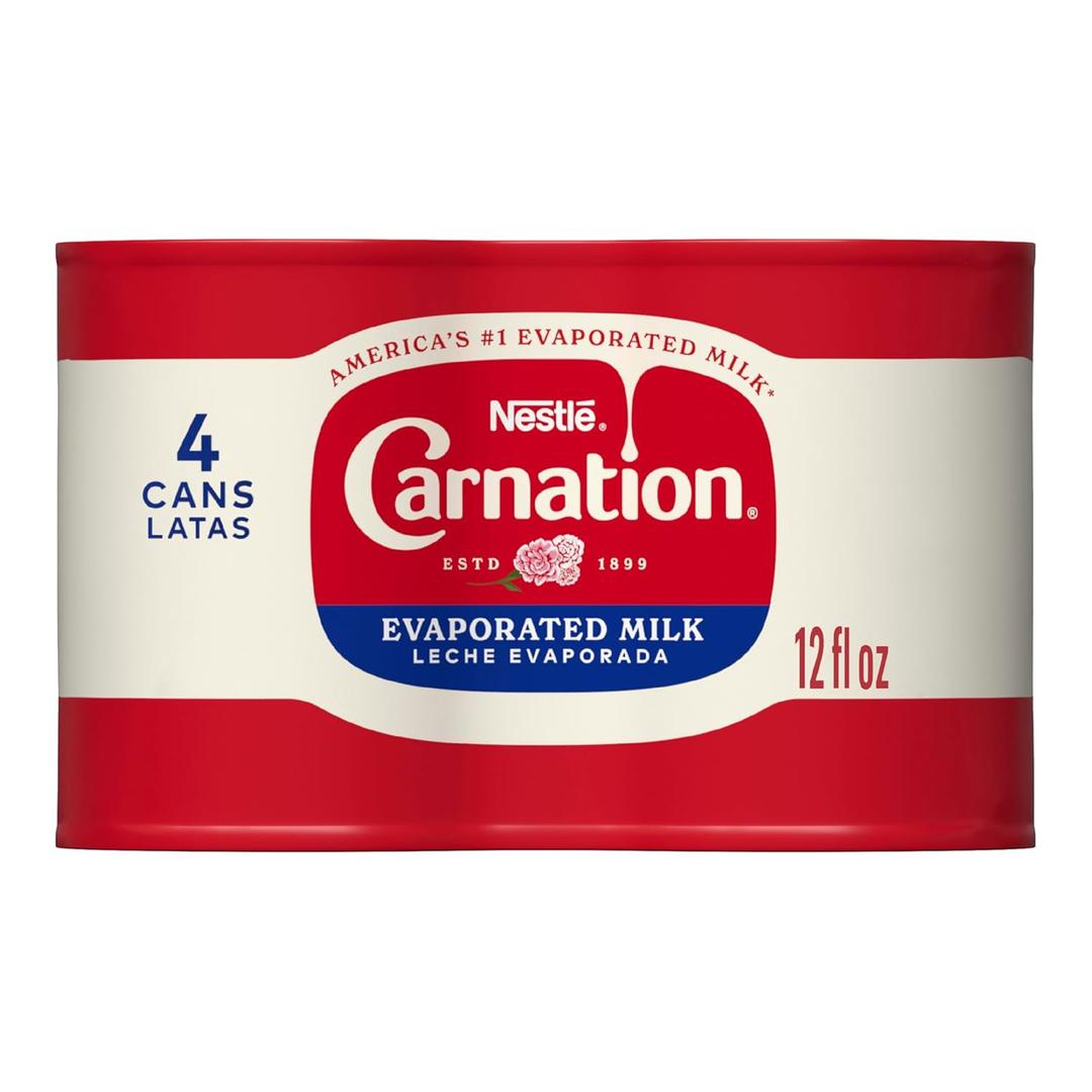 Nestl Carnation Evaporated Milk Canned, Vitamin D Added, 4Pk 12 fl oz