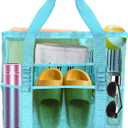 Large Mesh Beach Bag - Lightweight & Foldable Family Beach Bag with 9 Pockets for Toys, Towels & Vacation Essentials