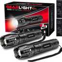 LED Flashlight High Lumens, Mini Tactical LED Flashlight 2 Pack, 5 Modes Zoomable Beam, Battery Powered (Batteries Not Included) for Camping, Hunting, Home & Emergency, Compact Small LED Flashlight