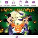 Happy Halloween Backdrop for Party Supplies 5x3ft Mouse Theme Pumpkin Banner for Party Cake Table Decorations Halloween Banner