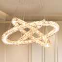 Modern LED Chandeliers Crystal Chandeliers Ceiling Light Three Rings Pendant Light with Acrylic for Bedroom Dinning Room Hallway(Warm White 30/40/50)