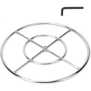 Stanbroil 24 Inch Round Fire Pit Burner Ring for Natural Gas & Propane Fire Pit Fireplace - 304 Stainless Steel Fire Pit Burner for Indoor & Outdoor, BTU 296,000 Max