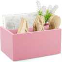 DRASTAR Utensil Holder, Wooden Silverware Caddy, Picnic Cutlery Organizer, Countertop Silverware Holder for Party, Pink