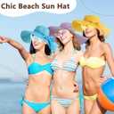 Jeyiour 12 Pcs Women Floppy Sun Hat and Heart Sunglasses Set, Wide Brim Straw Hats with Bow, Tea Party & Beach Pool Favors