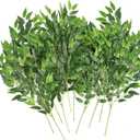 WEISPARK Artificial Italian Ruscus Greenery Stems, 16pcs Faux Green Leaf Garland Branches Hanging Greenery Spray for Wedding Bouquet,Arch,Table Centerpieces and Home Decor