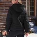 Gihuo Women's Packable Lightweight Hooded Puffer Jacket Quilted Winter Outdoor Jacket with Storage Bag (Black, L)