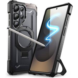 SUPCASE for Samsung Galaxy S25 Ultra Case with Stand (Unicorn Beetle Grip), [S Pen Friendly] [Compatible with MagSafe] [Military-Grade Protection] Magnetic Translucent Back Phone Case, Black