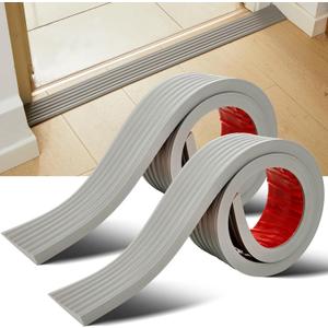 Blulu 2 Pcs 0.7" Rise Threshold Ramps for Doorways Self Adhesive Rubber Ramps for Door Adjustable Cuttable Rubber Door Threshold Ramp for Wheelchair Stroller Scooter (Grey, 39 '' L x 2.76'' W) (Gray)