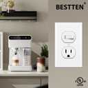 BESTTEN 2 Pack Combination Toggle Light Switch and Duplex Receptacle Outlet, Single Pole Toggle Wall Switch, Grounded Outlet, Combo Style, 15 Amp, Wallplate Included, UL Listed, White