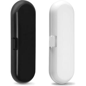 Fowecelt 2 Pack Electric Toothbrush Travel Case for Oral-B Pro and Other Electric Toothbrush, Portable Travel Toothbrush Holder (Black & White)