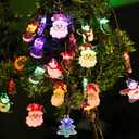 Solar Powered Christmas Decoration String Lights, 21ft 30led Outdoor String Lights with Santa Claus Snowman Christmas Tree, 8 Lighting Modes Waterproof Christmas Party Decoration Lights