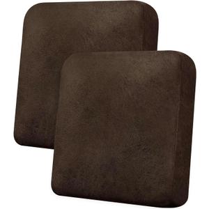 Loveseat Cushion Covers Leather-Look 2PC Stretch Love Seat Slipcover Sets for Living Room Individual Couch Seat Protector, Pet-Friendly, Non-Slip, Easy Fit - Coffee