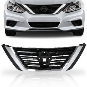PartsFlow Front Bumper Air Intake Grille Chrome Shell W/Black Insert Upper Grill Assembly Compatible With 2016 2017 2018 Nissan Altima NI1200283