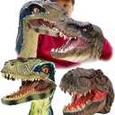Dinosaur Toys Tyrannosaurus Rex and Blue Velociraptor Hand Puppets Dinosaur Animal World Action Figure Set Funny & Scared Head Hand Puppets for Home, Stage and Class Role Play Toys