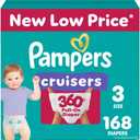Pampers Diapers - Cruisers 360 - Size 3, 168 Count, Babyproof, up to 100% Leakproof Pull-On Diaper (Packaging May Vary)