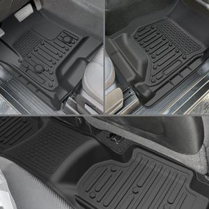 Floor Mat Liner Compatible with Silverado/Sierra 1500 2014-2018 & 2500 HD 2015-2019 & 3500 HD 2015-2018 & Silverado 1500 Legacy/Sierra 1500 Limited 2019, Double Cab, TPE Rubber