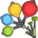 Smithcraft Measuring Cups and Spoons Set, Silicone Collapsible Measuring Cups, 8 Piece Kitchen Camping Measure Cups Spoons, Travel Dry Measure Cups Spoons for Baking, Cooking Gadgets Green