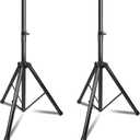 Speaker Stands Pair, Universal Speaker Tripod Stand Adjustable Height from 35 to 60 Inch Heavy Duty with 35 MM Compatible Insert for Stage