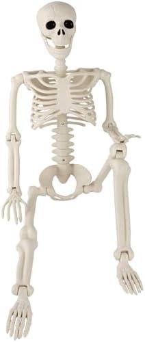 36" Halloween Skeleton, 3 ft Human Skeleton Full Body Posable Joints Plastic Skeleton for Halloween Decoration, Yard Patio Lawn Garden Skeleton Spooky Party Decoration Indoor Outdoor