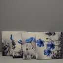 Wall Art For bedroom Black and White cyan blue flower Canvas Wall Decor for Home Decor artwork painting 12" x 12" 4 Pieces Canvas Print For Living Room Decor Modern Salon kitchen Still Life Painting