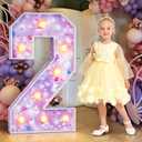 imprsv Marquee Numbers Butterfly 2nd-Birthday Decorations: 3ft Large Light Up Number 2 Purple Two Year Old Party Decoration Second Birthday Party Decor Balloon Frame