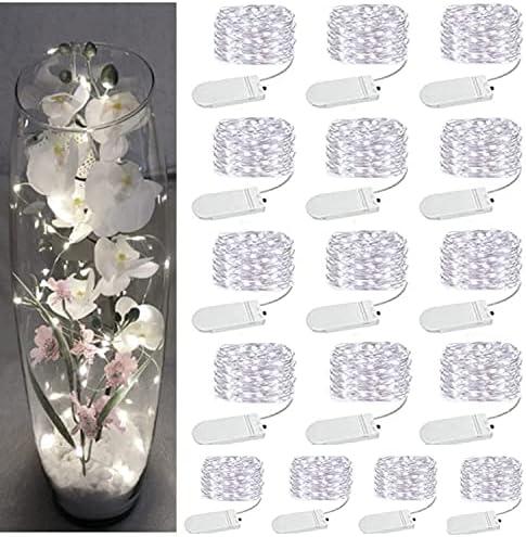 16 Pack LED Fairy Lights Battery Operated - 10FT 30LED Copper Wire Mason Jar String Lights, IP65 Waterproof, Bendable for Indoor/Outdoor, Christmas, Wedding, Party, Camping Decor