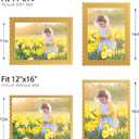 12x16 Picture Frame with Mat for 11x14, Wavy Edge Wooden Real Glass Photo Frame for Wall Hanging, Yellow, 1 Pack