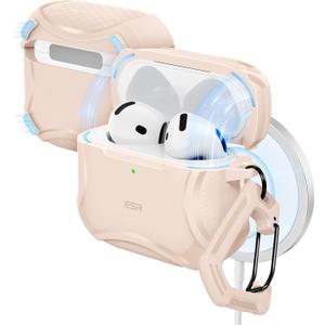 ESR for AirPods 4 Case, Compatible with AirPods 4th Generation Case (2024), Compatible with MagSafe, Powerful Drop Protection, Magnetic Lid, Cyber Series, Desert Titanium