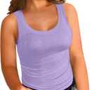 Women's Plus Size Tank Tops Summer Sleeveless Scoop Neck Cami Top Shirt Ribbed Knit Basic Casual Racerback Blouse (Purple, XXXL)