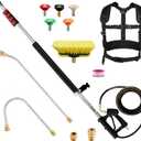 Telescoping Pressure Washer Wand 24 ft Pressure Washer Extension Wand 24 Feet Power Washer Extension Wand Aluminum with Brush Head,Gutter Cleaner, 5 Spray Nozzle Tips, 2 Hose Adapters, Support Belt