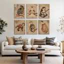 Japanese Cat Wall Art Samurai Cat Canvas Poster Anime Wall Decor Asian Prints Japan Painting Japanese Home Poster Tattoo Fantasy Artwork Funny Pictures for Living Room Bedroom 8x10 Inch Ready to Hang