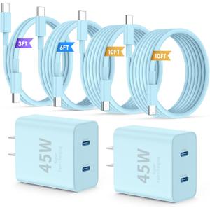 QZIIW iPhone 17 16 18 Pro Max Fast Charger,45W Dual Port USB C Fast Charger