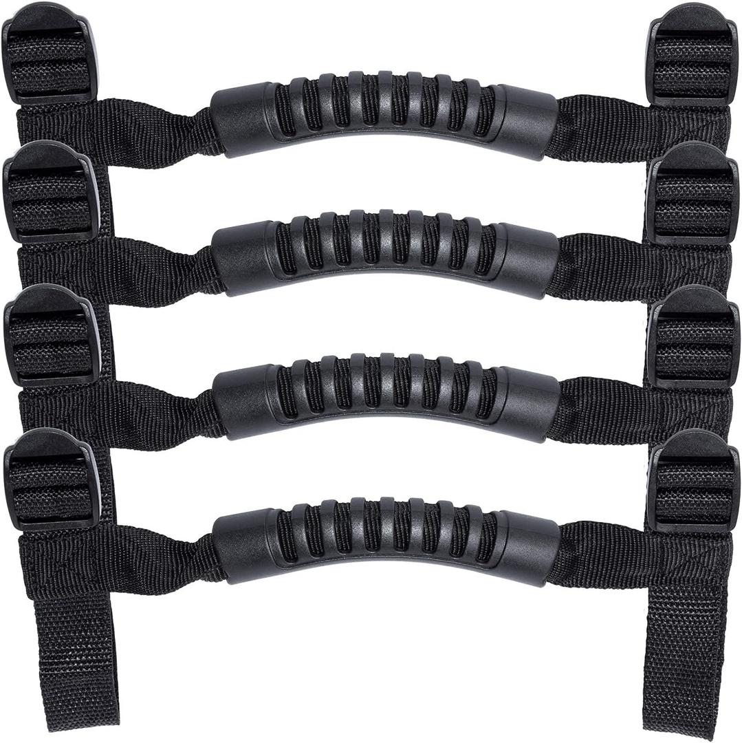 4 x Roll Bar Grab Handles Grip Handle for Jeep Wrangler YJ TJ JK JKU JL JLU Sports Sahara Freedom Rubicon X & Unlimited 1955-2024 2025 (Black)