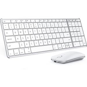 seenda Bluetooth Keyboard and Mouse Combo for Mac, SKM642 Rechargeable Slim Wireless Keyboard Mouse Compact, 3 MultiDevice Connection, Compatible for Mac, MacBook Pro/Air, iPad, White Silver