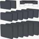 14Pieces Patio Cushion Covers Replacement Outdoor Couch Cushions Covers Splashproof Sofa Slipcovers Set with Zippers,Patio Furniture Protector Cover Only(Black Gray, 25.625.63.94inches)