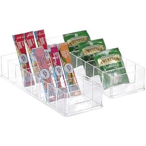 ELLDOO 2 Pack Water Flavor Packet Organizer, Plastic Water Drink Packet Holder Tea Bags Storage with 8 Compartments, Pantry Organization and Storage Bins for Snacks Spices Packets
