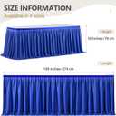 Wish Care 9ft Long Royal Blue Table Skirt for Rectangle Tables Decorations - Wrinkle Resistant Polyester Pleated Table Skirting Desk Skirts for Office Baby Shower Birthday Party Wedding Banquet