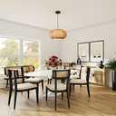 Bamboo Pendant Light Basket Weave Hanging Light, 1 Light Elegant Rattan Chandelier for Kitchen Island Nursery (19")