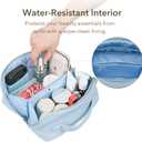 Sylune Classic Makeup Bag  Pebbled Faux Leather Travel Cosmetic Organizer, Water-Resistant Toiletry Bag with Handle, Luxury Gift for Women (Sky Blue)