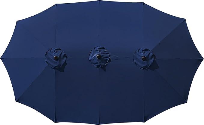 12 Ribs Umbrella Canopy Replacement for 15ft Double-Sided Patio Umbrella, Frame NOT Included 