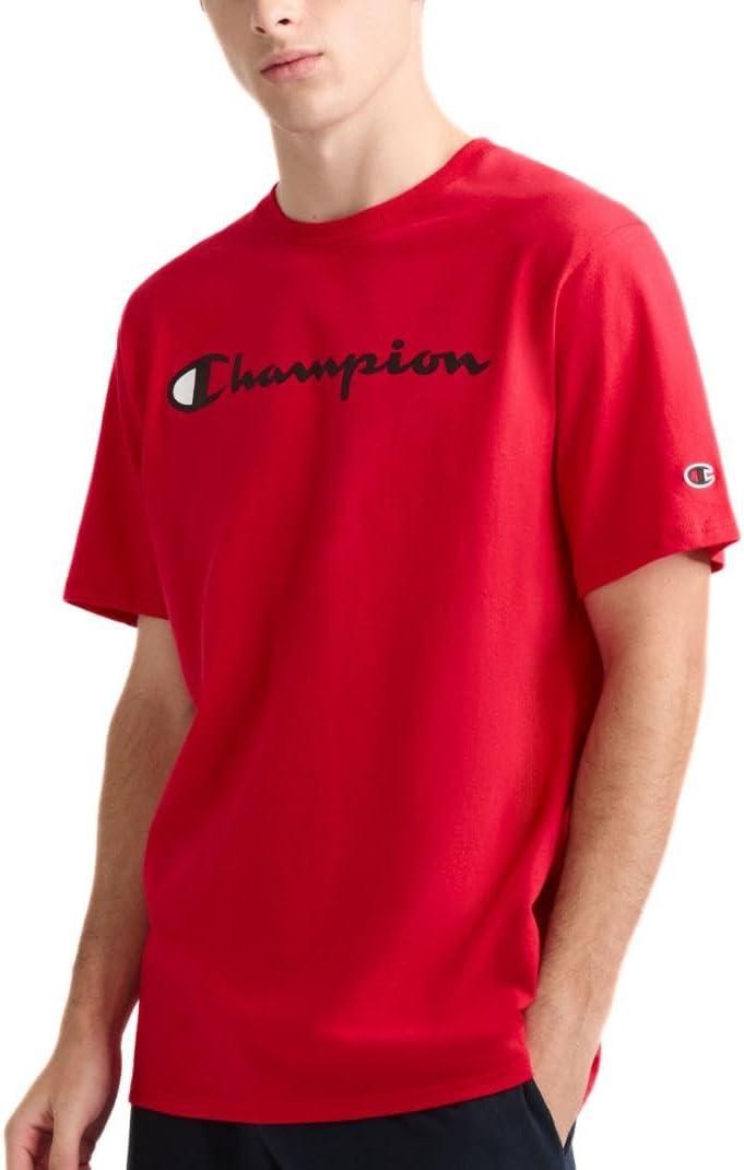 Champion Men's Heritage Short Sleeve Tee, Mens T-Shirts, Vintage Shirts, Mens Tee Shirts, Graphics (XX-Large Tall, Scarlet - Classic Script Logo)